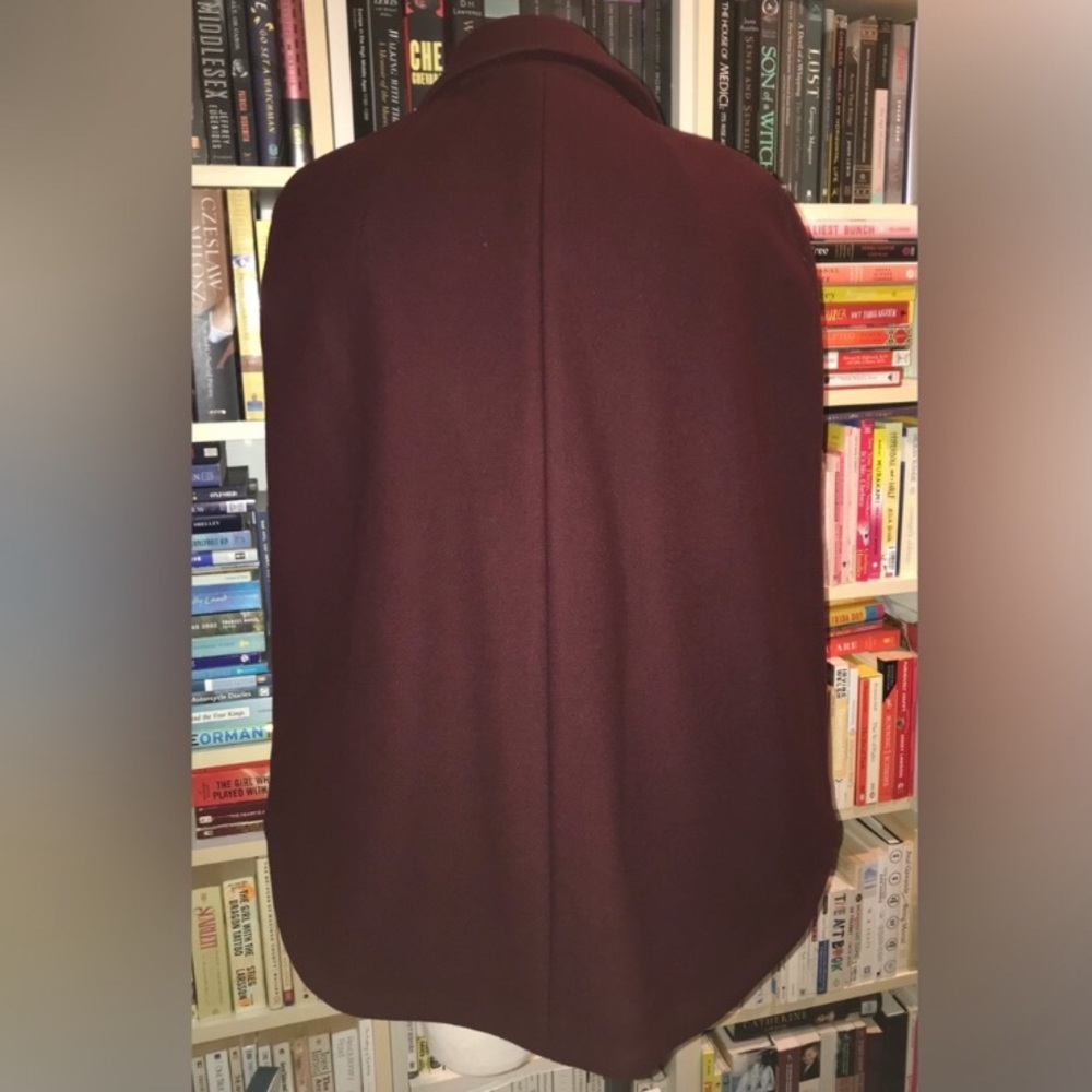 The Kooples Burgundy Moto Cape Coat Jacket - Picture 6 of 16